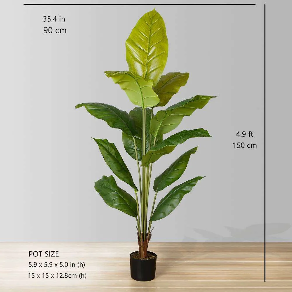 인공 Spathiphyllum 잎 화분에 식물 (다중 크기)