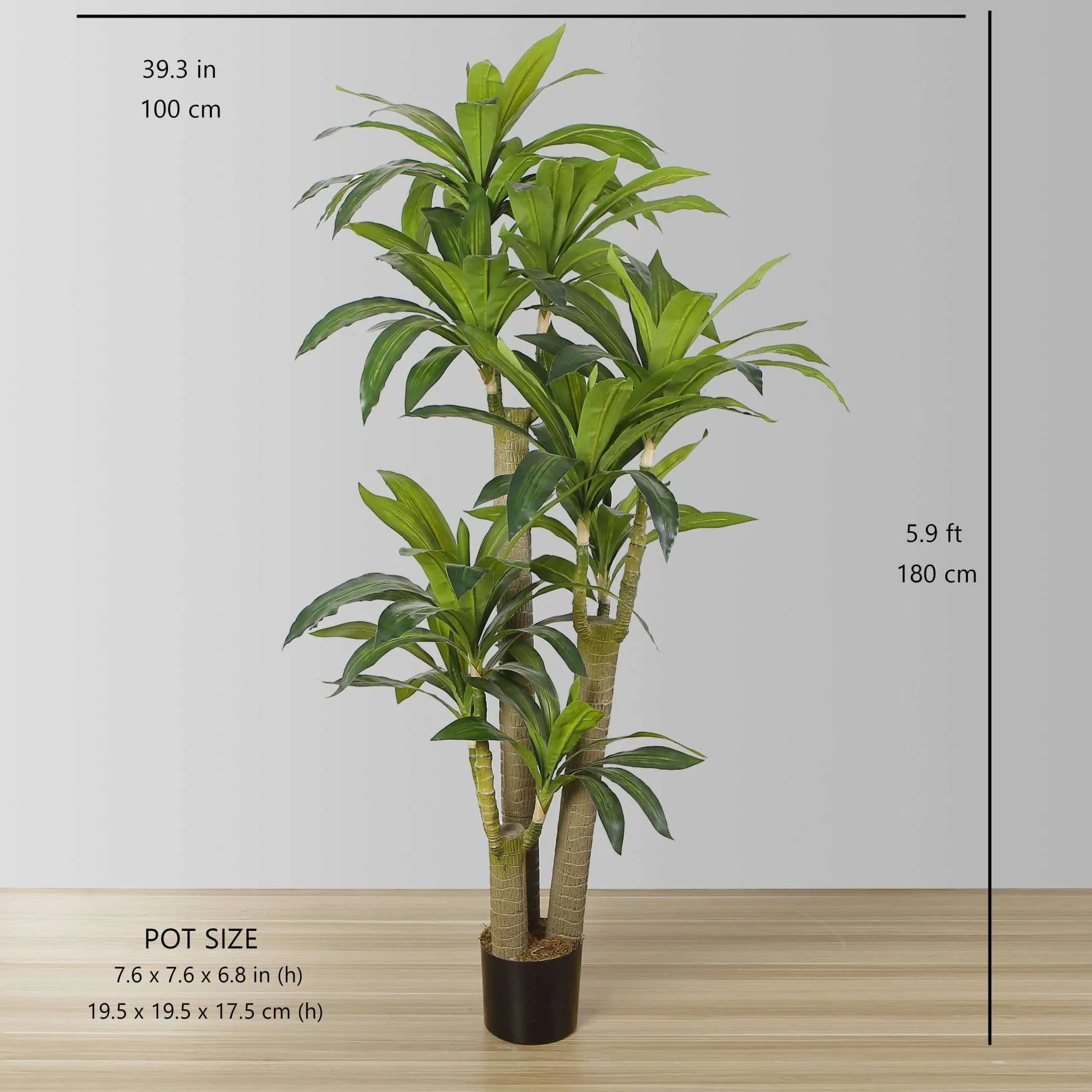 인공 Draecena 나무 화분 식물 (다중 크기)