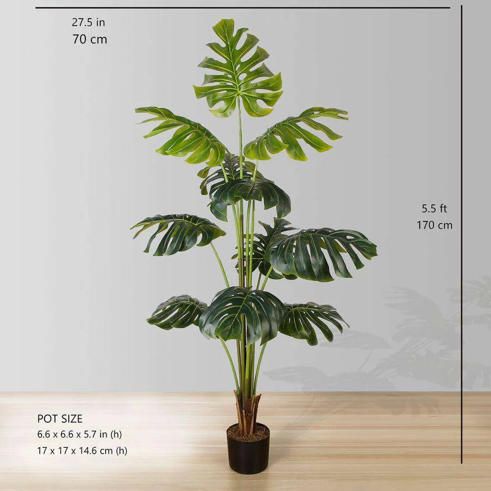 인공 Monstera 화분에 식물 (다중 크기)