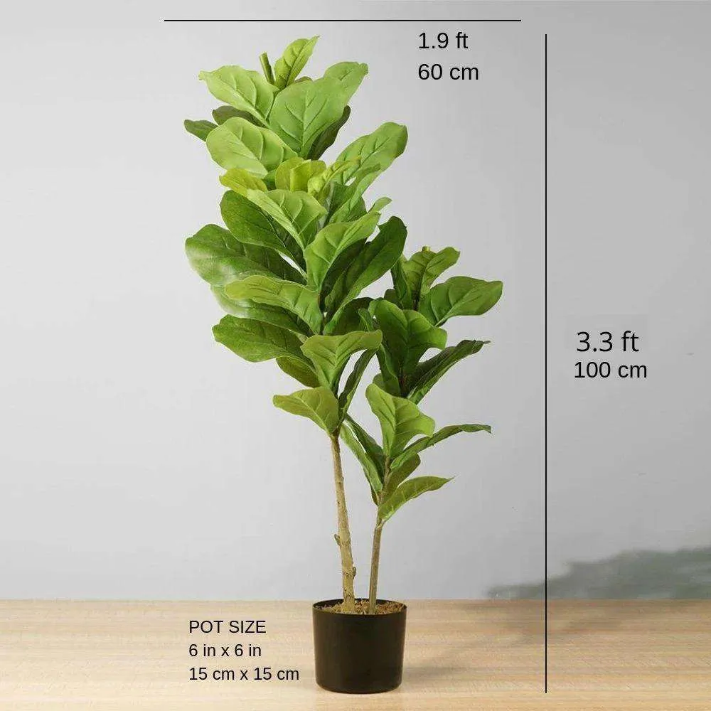풍부한 인공 바이올린 잎 화분에 식물 (다중 크기)